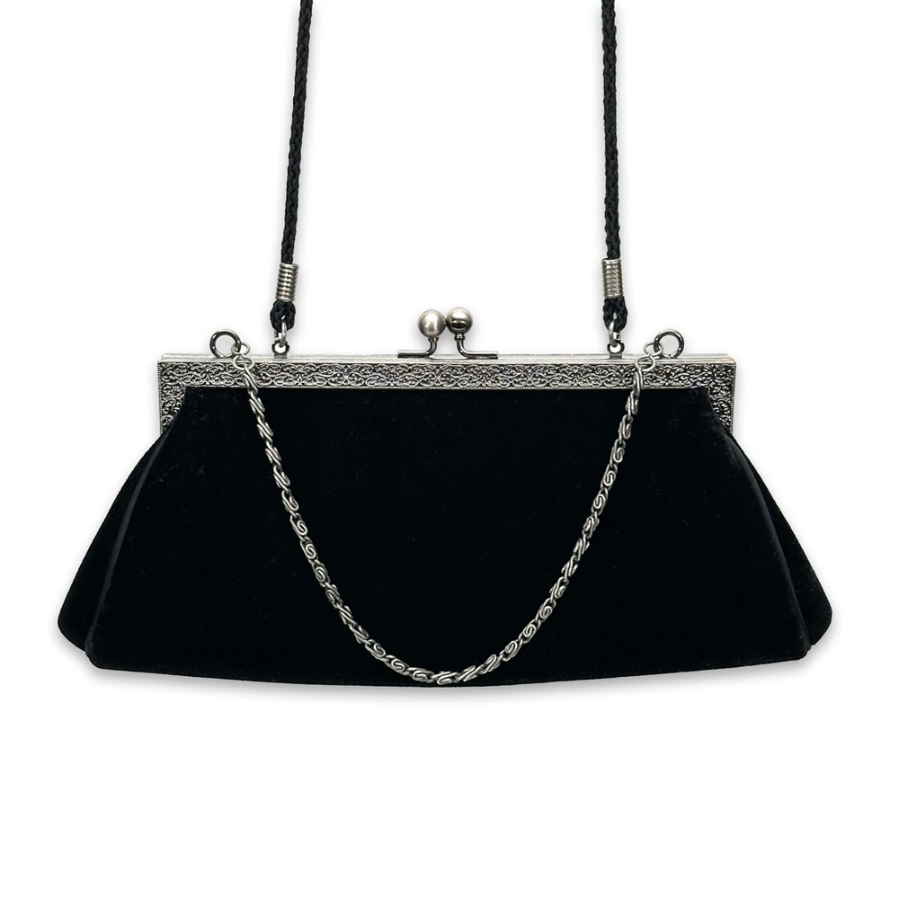 Black velvet evening bag